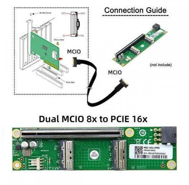 Alt view image 13 of 14 - Dual MCIO 8i Mini Cool Edge IO SFF-TA-1016 to PCIE5.0 PCI-Express 16x VROC Adapter for Mainboard SSD Graphics Card