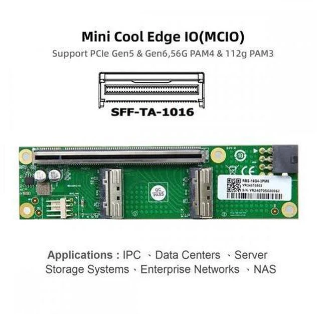 Alt view image 14 of 14 - Dual MCIO 8i Mini Cool Edge IO SFF-TA-1016 to PCIE5.0 PCI-Express 16x VROC Adapter for Mainboard SSD Graphics Card