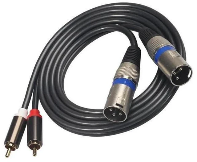 Alt view image 5 of 8 - Dual XLR Male To Dual RCA Male Audio Cable 1.5m/4.9ft Audio Connection Cable Black for Microphone Mixer Headphone Amplifier