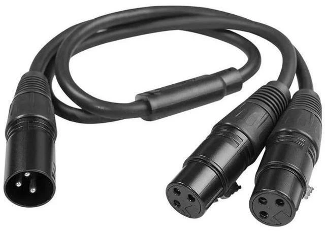 Alt view image 4 of 6 - 50cm 3Pin XLR Male To Dual XLR Female Y-Splitter Cable 3Pin XLR Splitter Male To 2 Female Cable XLR Y Splitter Cable