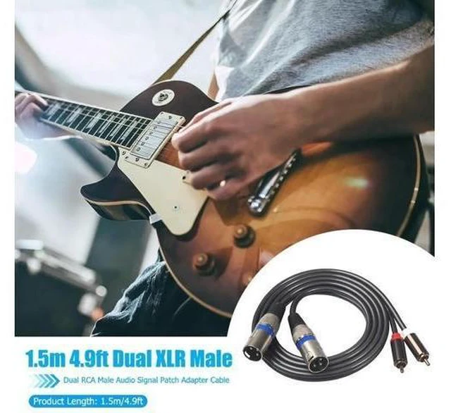 Alt view image 8 of 8 - Dual XLR Male To Dual RCA Male Audio Cable 1.5m/4.9ft Audio Connection Cable Black for Microphone Mixer Headphone Amplifier