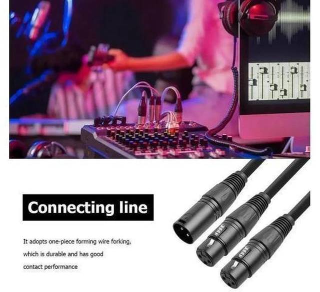 Alt view image 6 of 6 - 50cm 3Pin XLR Male To Dual XLR Female Y-Splitter Cable 3Pin XLR Splitter Male To 2 Female Cable XLR Y Splitter Cable