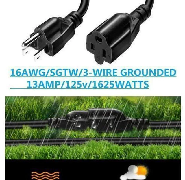 Alt view image 10 of 10 - Short Power Extension Cord ,16AWG/13A,Outlet Saver, 3 Prong Male Plug to Female Socket Heavy Duty Power Extension Cable(1FT/0.3M)