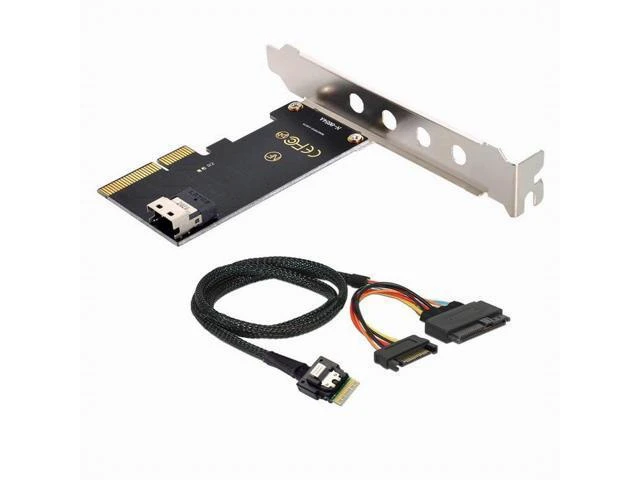Alt view image 10 of 14 - PCI-E 3.0 4.0 to SFF-8654 Slimline SAS Card Adapter and U.2 U2 SFF-8639 NVME PCIe SSD Cable for Mainboard SSD SF-025+104