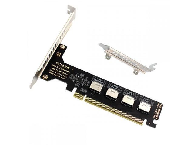 Alt view image 8 of 14 - PCI-Express 4.0 PCIE 16x Detachable to Four Oculink SFF-8612 SFF-8611 Internal VROC Raid0 Adapter for U.2 SSD eGPU External Graphics Card Dock SF-057-OC04