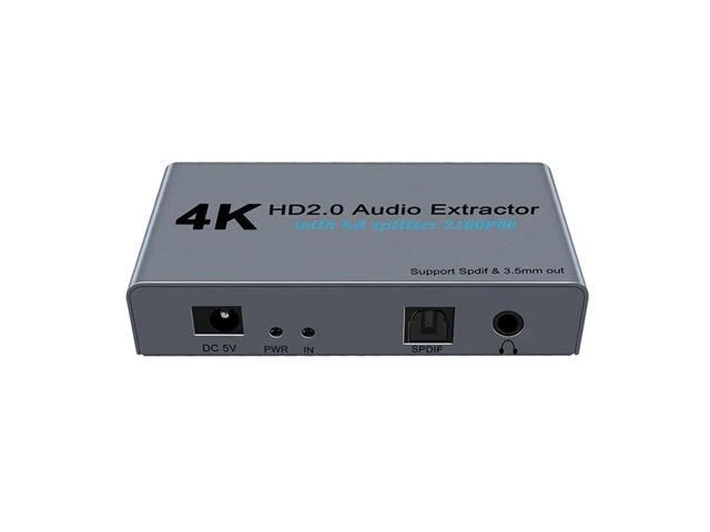 Alt view image 10 of 12 - E12A HD 2.0 Audio Extractor Splitter HD to 2 HD Splitter 4K 60Hz HD to HD Optical SPDIF 3.5mm HD Audio Splitter Switcher