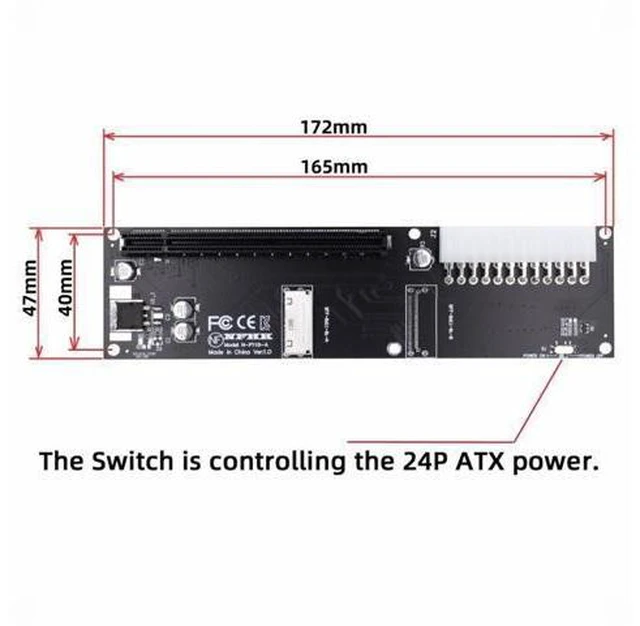 Alt view image 11 of 14 - 8x Oculink SFF-8612 8611 to PCIE PCI-Express 16x Adapter with ATX 24pin Power Port for Mainboard Graphics Card SF-066