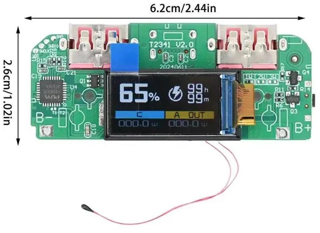 Alt view image 4 of 6 - 1Pcs DIY Power Motherboard With Display Type-c USB 22.5W Bidirectional Fast Charger Buck Converter Mobile Power Module