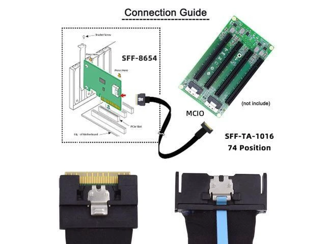 Alt view image 9 of 14 - PCI-E 5.0 Mini Cool Edge IO MCIO PCI-E 8i 74Pin Male to Slimline SFF-8654 SAS 4.0 74Pin Male Extender Cable 50cm SF-075-BK