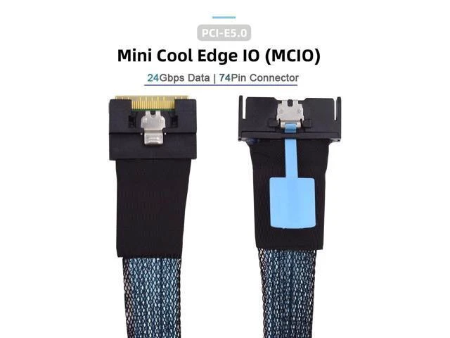 Alt view image 10 of 14 - PCI-E 5.0 Mini Cool Edge IO MCIO PCI-E 8i 74Pin Male to Slimline SFF-8654 SAS 4.0 74Pin Male Extender Cable 50cm SF-075-BK