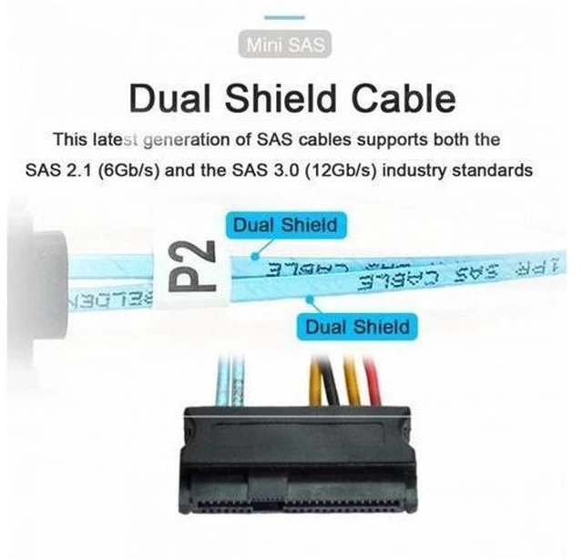Alt view image 12 of 14 - Slimline SAS 4.0 SFF-8654 4i 38pin Host to 4 SAS 29pin SFF-8482 Target Hard Disk Fanout Raid Cable SF-047