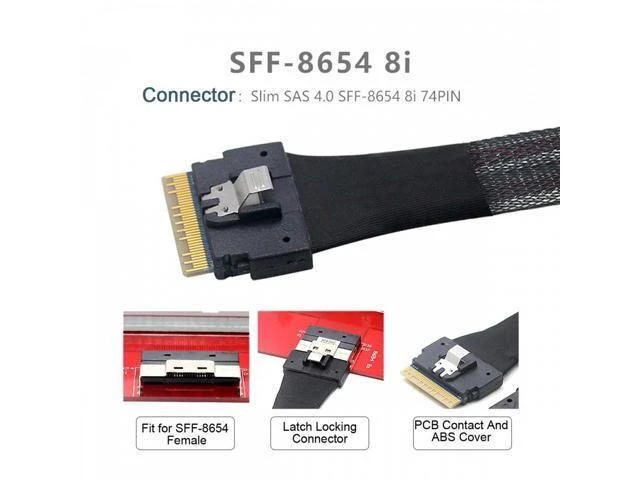 Alt view image 10 of 14 - PCI-E Ultraport Slimline SAS Slim PCIE 4.0 SFF-8654 8i 74pin to Dual SFF-8654 4i 38Pin Cable 50cm PCI-Express SF-034