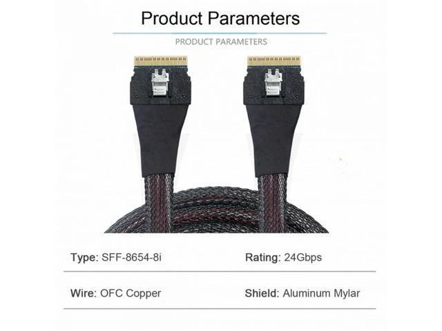 Alt view image 12 of 14 - PCI-E Slimline SAS 4.0 SFF-8654 8i 74pin Host to SFF-8654 74Pin Slim SAS Target Cable 50cm SF-028