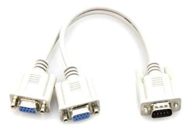 Alt view image 5 of 8 - DB9 Male to 2 Female Serial Rs232 Splitter Cable Rs232 Male to 2 Female 2 in One Cable for Cash Register Displays - White