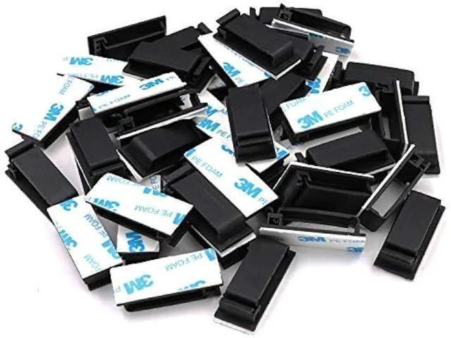 Alt view image 10 of 14 - Cable Clips 3M Adhesive, Multipurpose Wire Clamps for Cable Management and Cable Runs - 50 Pack Black Bundled with 10 Reusable Cable Ties