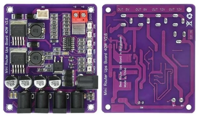 Alt view image 4 of 6 - 40W Charging Board 4 Channel Output UPS Power Module Uninterruptible Power Supply with Charge Percentage Indicator
