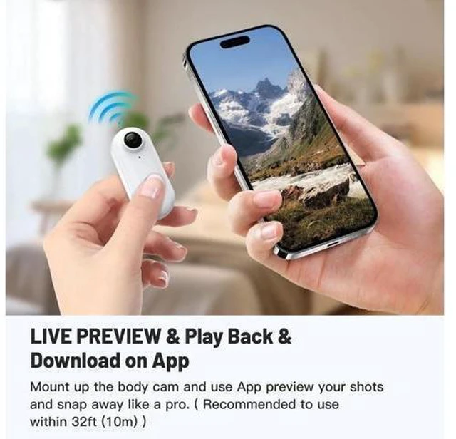 Alt view image 11 of 14 - 28GB FHD 1080P Mini Body Camera, Wearable Action Body Cam, Thumb Size Hands Free Recording Body Worn Camera, Premium Portable Camcorder Mount Anywhere for Pet Walking, Work, Travel (White)