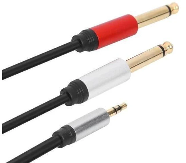 Alt view image 5 of 8 - 1.8m 3.5mm To Double 6.35mm TRS Cable Aluminum Housing 3.5mm TRS To 6.35mm TS Adapter Audio Stereo Cable for Home Stereo System