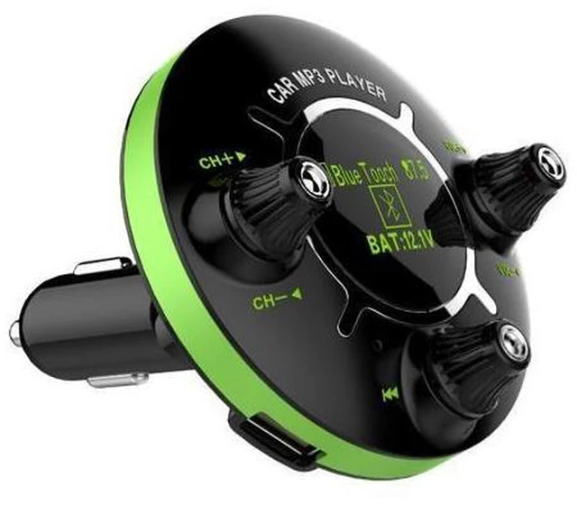 Alt view image 6 of 10 - New BT13 Car FM Bluetooth MP3 Player - Car Navigation Transmitter - Hands-free Phone Reception with Dual USB Ports Fresh Green