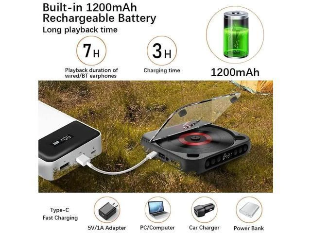 Alt view image 8 of 12 - Bluetooth CD Player Portable Music Player CD Mini Player A-B Repeat Timer Remote Control Playback Function for Home Use green