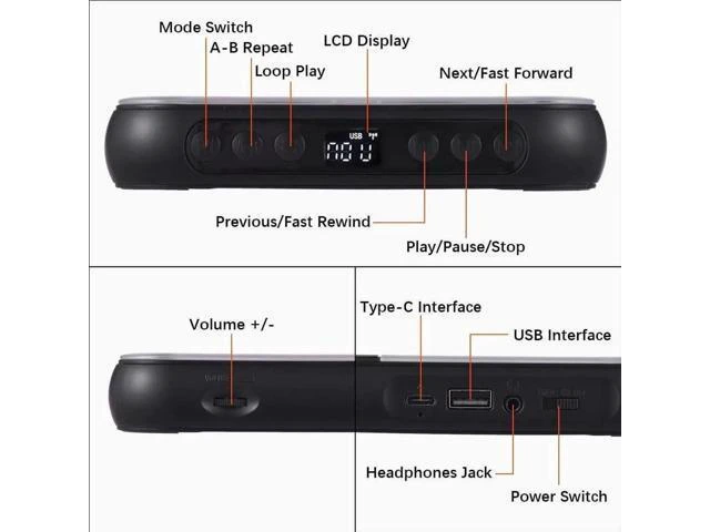Alt view image 10 of 12 - Bluetooth CD Player Portable Music Player CD Mini Player A-B Repeat Timer Remote Control Playback Function for Home Use green