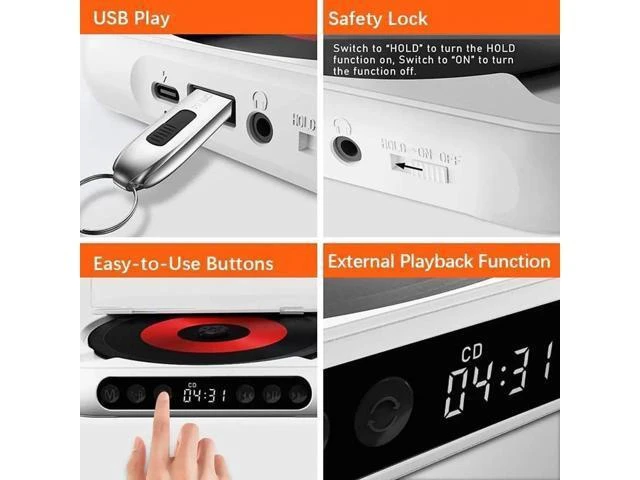 Alt view image 11 of 12 - Bluetooth CD Player Portable Music Player CD Mini Player A-B Repeat Timer Remote Control Playback Function for Home Use green