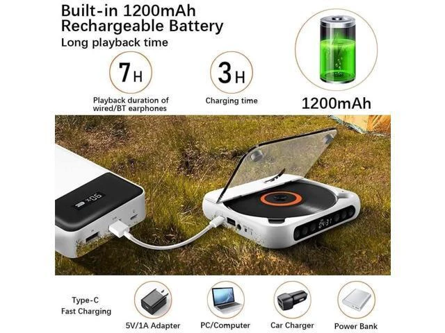 Alt view image 9 of 12 - Bluetooth CD Player Portable Music Player CD Mini Player A-B Repeat Timer Remote Control Playback Function for Home Use green
