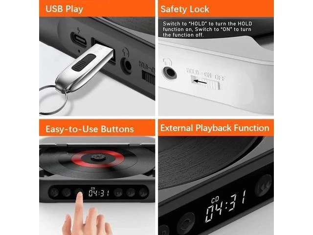 Alt view image 12 of 12 - Bluetooth CD Player Portable Music Player CD Mini Player A-B Repeat Timer Remote Control Playback Function for Home Use green