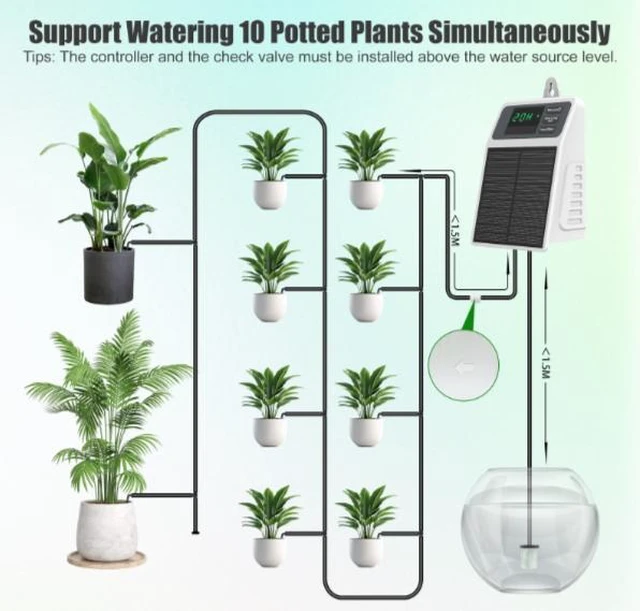 Alt view image 9 of 10 - Solar-powered drip irrigation system, automatic outdoor gardening watering device, potting plant watering kit, water droplet timing irrigation system