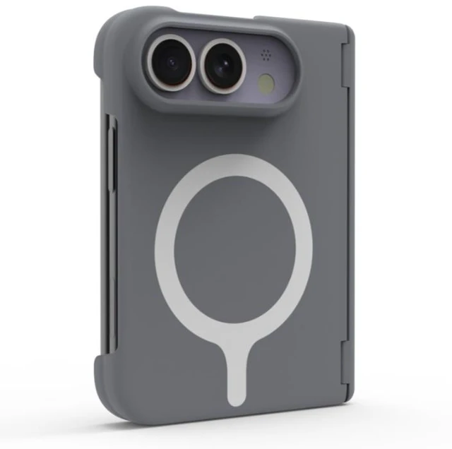 Alt view image 7 of 12 - Suitable for the new folding magnetic adhesive PC skin-feel dopamine magsafe case for Apple iPhone Duo phone cover. Grey