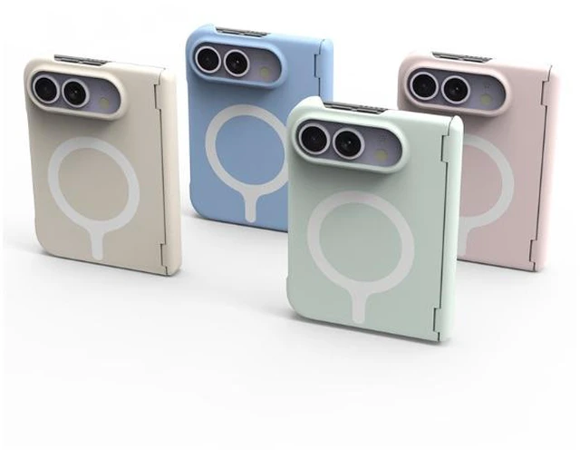 Alt view image 9 of 12 - Suitable for the new folding magnetic adhesive PC skin-feel dopamine magsafe case for Apple iPhone Duo phone cover. Grey