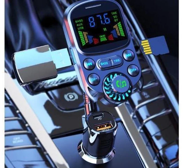 Alt view image 6 of 6 - wusu Car-mounted MP3 player Bluetooth FM transmitter/receiver dual USB multi-functional car charger car charger BC86