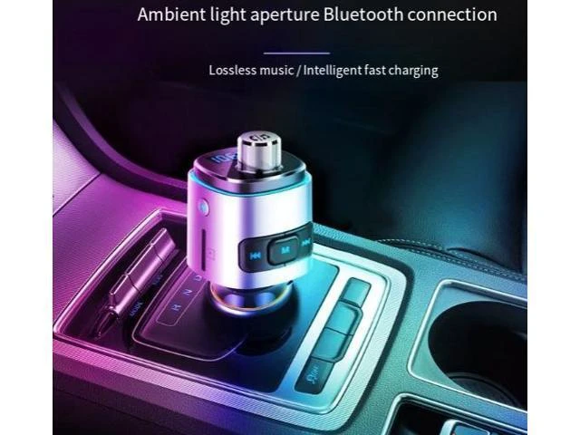 Alt view image 7 of 10 - wusu Car-mounted MP3 player, car-mounted Bluetooth receiver, FM transmitter, 7-color ambient light, QC3.0 charging, BC42