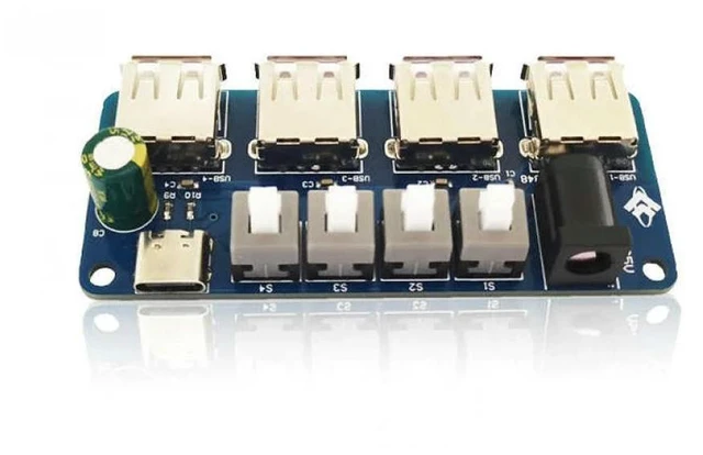 Alt view image 7 of 13 - Power Expansion Module Button Control USB HUB Distribution Board DC 5V Power Supply Expansion Module 4-Way USB Power Supply HUB