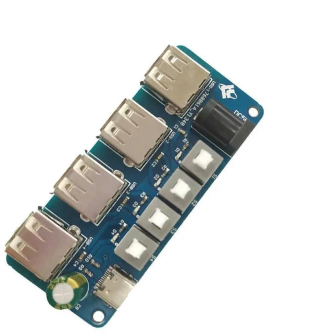 Alt view image 8 of 13 - Power Expansion Module Button Control USB HUB Distribution Board DC 5V Power Supply Expansion Module 4-Way USB Power Supply HUB