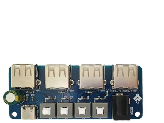 Alt view image 9 of 13 - Power Expansion Module Button Control USB HUB Distribution Board DC 5V Power Supply Expansion Module 4-Way USB Power Supply HUB