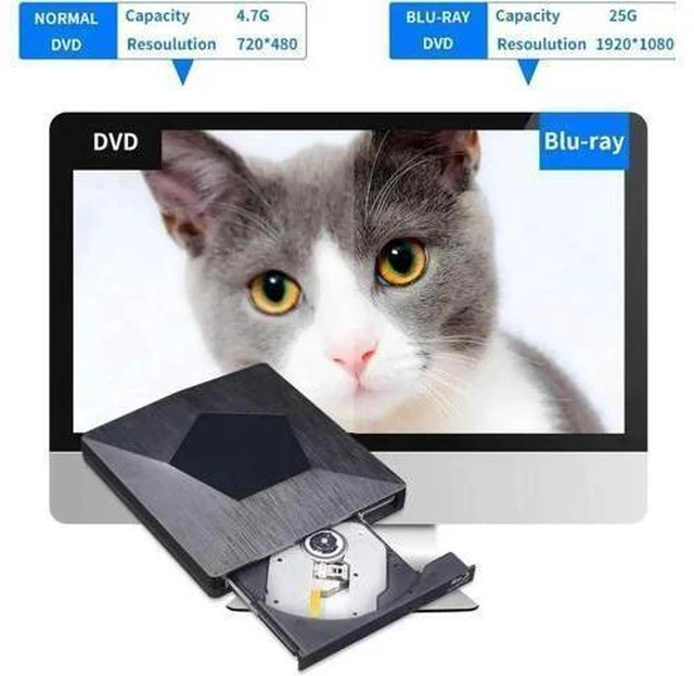 Alt view image 12 of 14 - Vszerda External 3D Blu Ray DVD Drive Burner, Wihool Ultra Slim USB 3.0 and Type-C Blu Ray BD CD DVD Burner Player Writer Reader Disk for Mac OS, Windows xp/7/8/10, Laptop PC (Black)