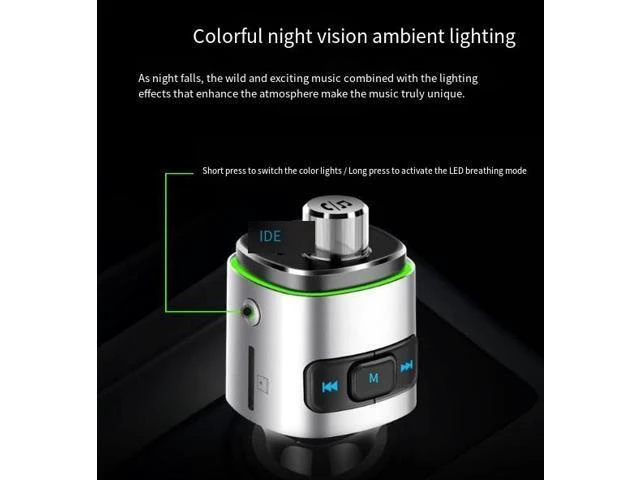 Alt view image 9 of 10 - wusu Car-mounted MP3 player, car-mounted Bluetooth receiver, FM transmitter, 7-color ambient light, QC3.0 charging, BC42