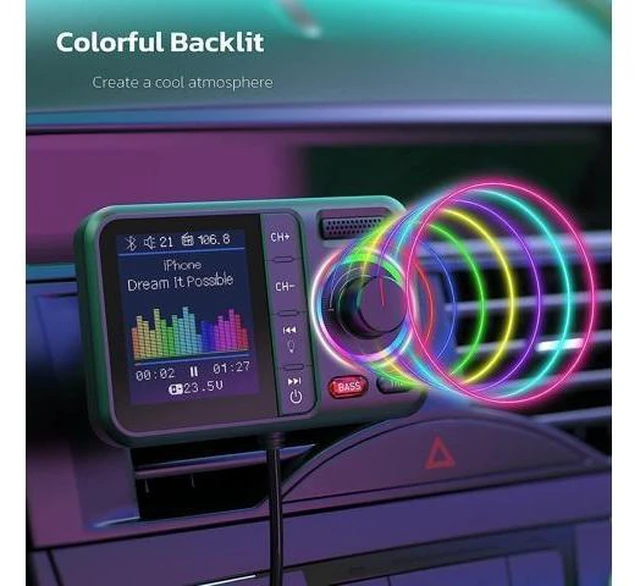 Alt view image 12 of 14 - BT98 Car MP3 Bluetooth Player - New Large Screen Card Insertable USB Charging Device - Bluetooth Car Charger - FM Transmitter