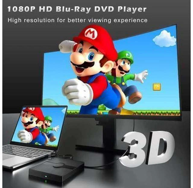 Alt view image 12 of 14 - External Blu Ray Drive, BD Player with Read/Write Capability Portable Blu-ray Player with USB 3.0 and Type-C CD/DVD Burner 3D Blu-ray Drive Compatible with Win10 and Mac OS,Drive Blu Ray Player for PC