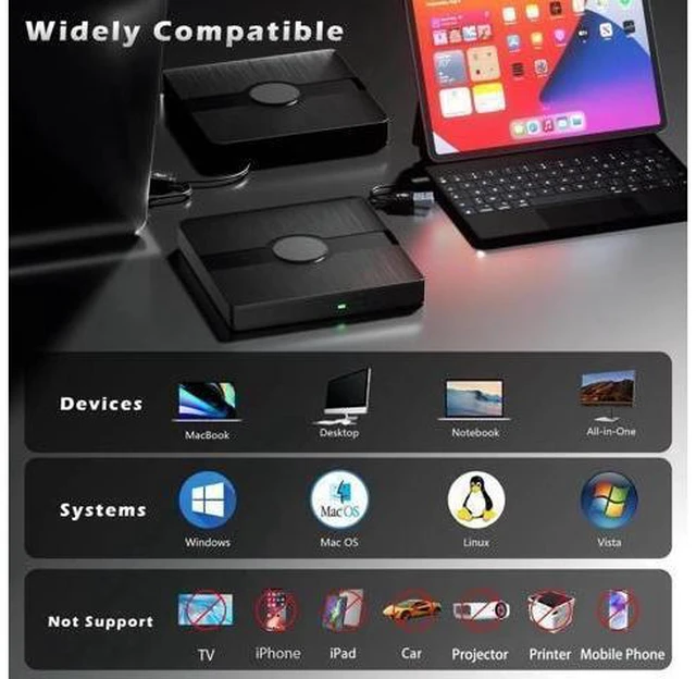 Alt view image 13 of 14 - External Blu Ray Drive, BD Player with Read/Write Capability Portable Blu-ray Player with USB 3.0 and Type-C CD/DVD Burner 3D Blu-ray Drive Compatible with Win10 and Mac OS,Drive Blu Ray Player for PC
