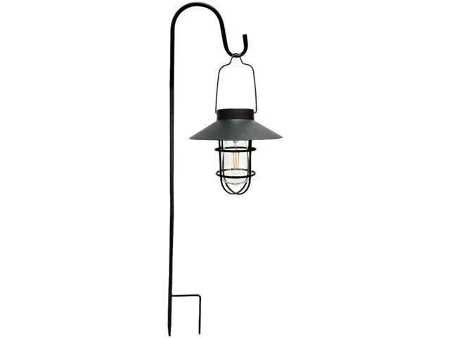 Alt view image 2 of 2 - 30.7 in Solar Metal Hanging Lantern, Vintage Tungsten Filament for Outdoor Garden Decor, with Shepherd Hook, Patio, Courtyard, Lawn