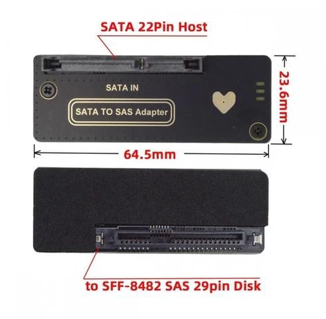 Alt view image 14 of 14 - SFF-8482 SAS 29Pin to 7+15 22Pin SATA Hard Disk Drive Raid Adapter with Chipset and Power Port