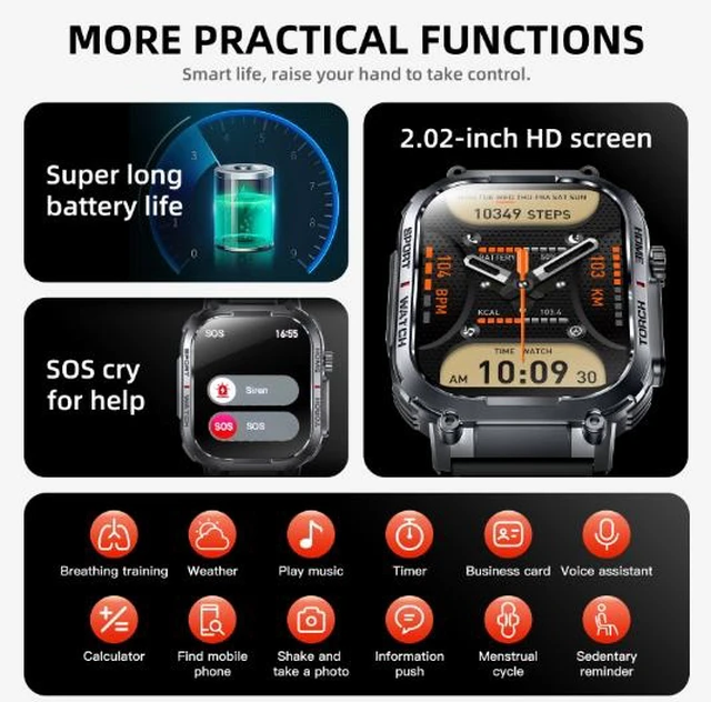 Alt view image 9 of 10 - New outdoor sports smartwatch S320B - Bluetooth calling, sports watch with compass, 3ATM water resistance