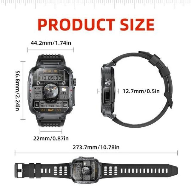 Alt view image 10 of 10 - New outdoor sports smartwatch S320B - Bluetooth calling, sports watch with compass, 3ATM water resistance