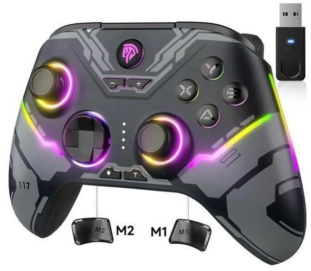 Alt view image 8 of 14 - EasySMX X15 PC Controller - Enhanced Wireless Bluetooth Controller with Hall Joysticks/Hall Triggers/RGB Lighting - No Stick Drift, No Dead Zone - Work for Windows PC, Android, Steam and Switch