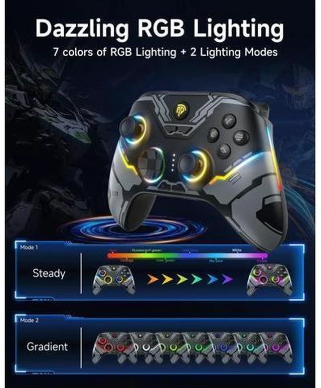Alt view image 9 of 14 - EasySMX X15 PC Controller - Enhanced Wireless Bluetooth Controller with Hall Joysticks/Hall Triggers/RGB Lighting - No Stick Drift, No Dead Zone - Work for Windows PC, Android, Steam and Switch