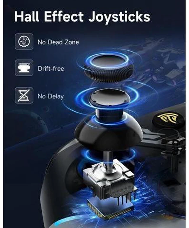 Alt view image 11 of 14 - EasySMX X15 PC Controller - Enhanced Wireless Bluetooth Controller with Hall Joysticks/Hall Triggers/RGB Lighting - No Stick Drift, No Dead Zone - Work for Windows PC, Android, Steam and Switch