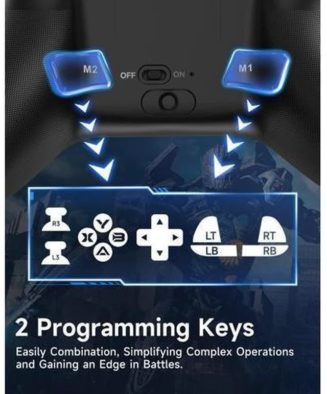 Alt view image 13 of 14 - EasySMX X15 PC Controller - Enhanced Wireless Bluetooth Controller with Hall Joysticks/Hall Triggers/RGB Lighting - No Stick Drift, No Dead Zone - Work for Windows PC, Android, Steam and Switch