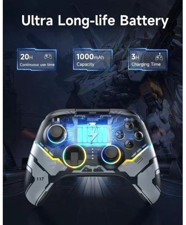 Alt view image 14 of 14 - EasySMX X15 PC Controller - Enhanced Wireless Bluetooth Controller with Hall Joysticks/Hall Triggers/RGB Lighting - No Stick Drift, No Dead Zone - Work for Windows PC, Android, Steam and Switch